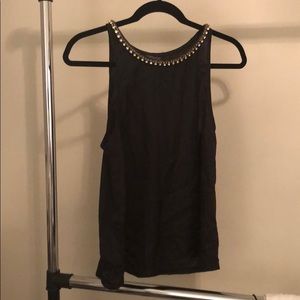 Black tank blouse with jeweled neckline